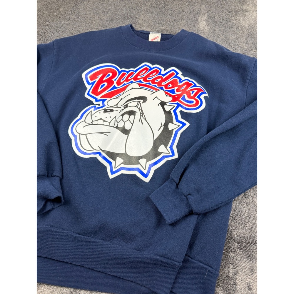 Vintage Jerzees Bulldogs Graphic Sweatshirt Navy Blue Crewneck‎ Mens Large USA